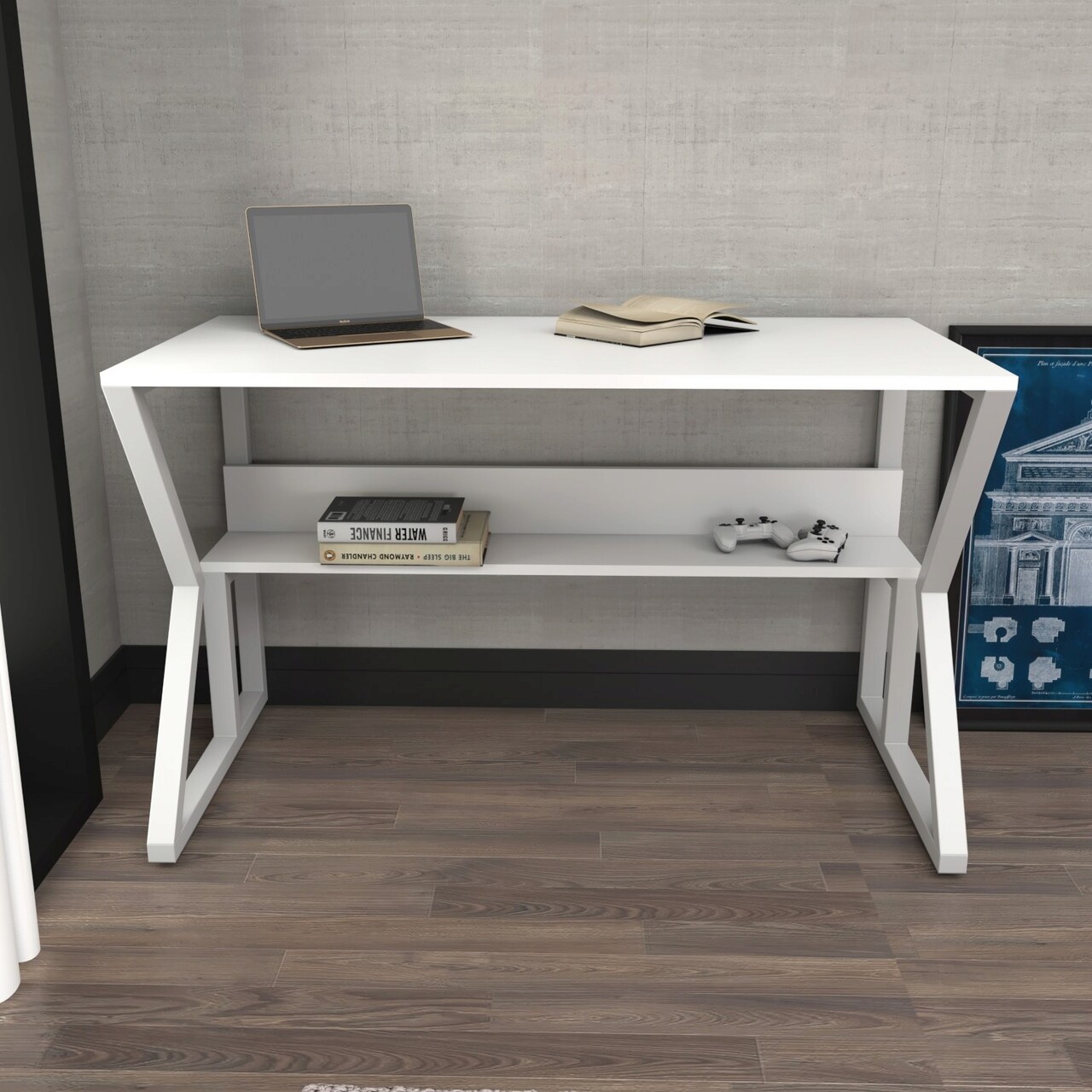 Birou, Hanah Home, Wake, 120x72.8x60 cm, Alb - imagine 7
